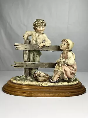 Buy Vintage Capodimonte By B Merli Florence 1983 Boy Girl Puppies Resin Figurine Art • 44£