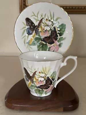 Buy RARE BUTTERFLY Bone China Teacup & Saucer Sutherland H.M. BUTTERFLIES ENGLAND! • 20.49£