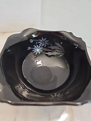 Buy Black Amethyst Depression Glass  Footed Candy Dish Bowl Flowers Daisies Etched • 9.32£