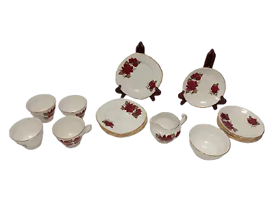 Buy Vintage Royal Vale Bone China Tea Set, Red Rose Pattern, 12 Pieces Pre Owned  • 9.99£