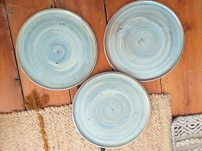 Buy X 8 Studio Pottery Unique Hand Made Blue Dinner Plates. Cornwall  • 20£