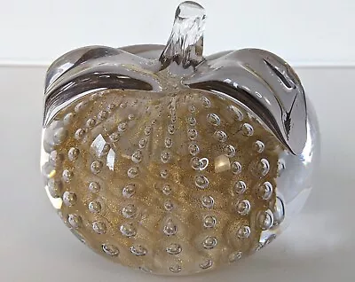 Buy Vintage Murano Peach Fruit Paperweight Gold Mica And Trapped Bubbles Design 4in • 25£