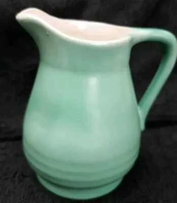 Buy 🍶Vintage Govancroft Stoneware Teal Ribbed Small Milk Jug 4in High • 9.50£