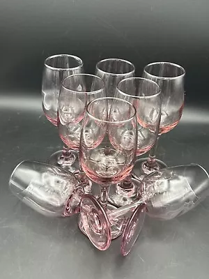 Buy Vintage Pink / Plum Stemmed Wine Glasses (set Of 8) • 22.36£