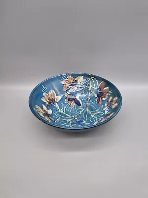 Buy A Pru Green, Gwili Studio Pottery Footed Bowl With Flower Decoration. • 55£