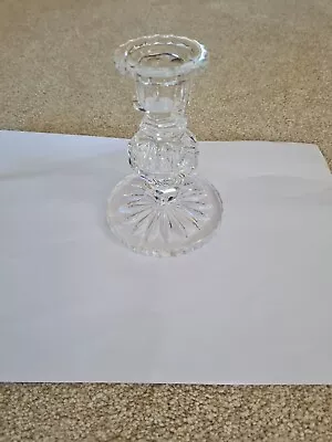 Buy Pretty Clear Glass Candlestick Holder, 12 Cm Tall Approximately • 2.99£