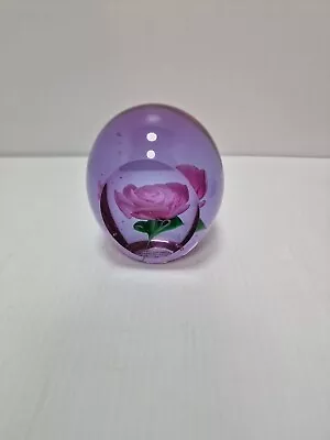 Buy Glass Paperweight Pink Floral Design. • 6.99£