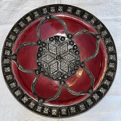 Buy Red Ceramic+Metal Filigree 13  Dia Decorative Bowl/Plate/Wall Hanging-Moroccan? • 23.29£