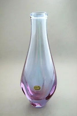 Buy Vintage Purple Lavander Bohemia Glass Mid Century Bottle Vase Original Sticker • 111.83£