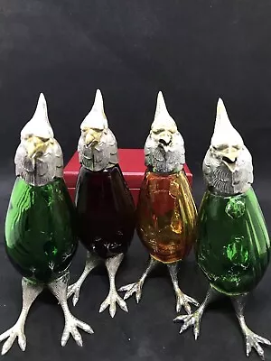 Buy Gilt Solid Silver Bohemian Style Cranberry Glass Cockatoo Bird Figuers Decanter • 1,850£