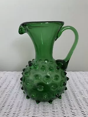 Buy Vintage Green Hobnail Small Glass Jug Empoli Italy 1960s • 24.99£