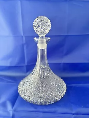 Buy Vintage Heavy Based Cut Glass Ships Decanter • 44.99£
