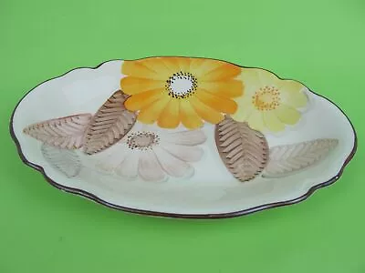 Buy Grays Pottery Hand Painted Ceramic Dish Art Deco Flower Orange Yellow • 18£