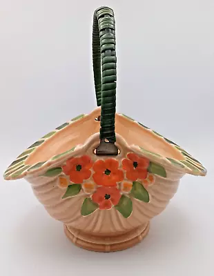 Buy Burleigh Ware Pottery Art Deco Orange Flower Basket • 12.99£