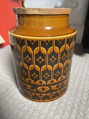 Buy Vintage Heirloom Flour Hornsea Jar 1970’s Retro. Brown And Black Design • 10£