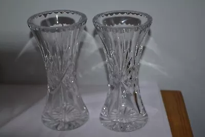 Buy Pair Of Crystal Cut Glass Vases ( Possibly Edinburgh ) - #BH • 8.99£