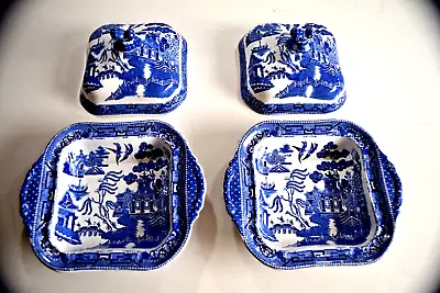 Buy Pair Of Vintage Ridgway Willow Pattern Serving Dishes • 70£