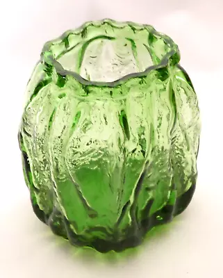 Buy Vintage Whitefriars Style Bark Texture Green Mid Century Glass Vase Glashutte • 30.77£