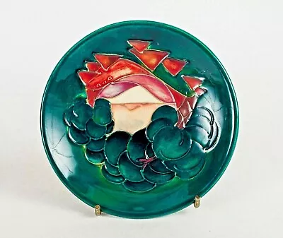 Buy Moorcroft Pin Dish/Coaster Unknown Pattern On Green 1991 - UK Made! • 115£