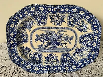 Buy Antique Blue And White Filigree Pattern Platter - 37.5cm By 28cm • 39£