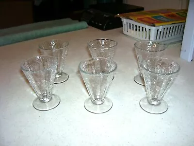 Buy  Wine Cordial Clear Crackle Glass Vintage Set Of 6 Barware Holiday • 18.48£