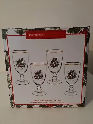 Buy Portmeirion The Holly & The Ivy Set Of 4 Goblet Glasses-New • 20.99£