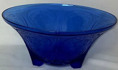 Buy Hazel Atlas *ROYAL LACE COBALT BLUE *10  3-FOOTED STRAIGHT EDGE BOWL #1 • 44.73£