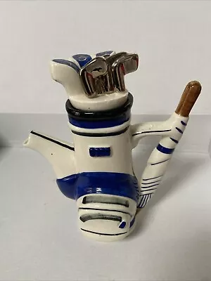 Buy RICHARD PARRINGTON DESIGNS BLUE GOLF BAG TEAPOT W/LID  ENGLISH 80's - Free Post • 17.99£