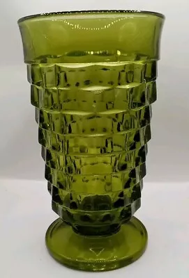 Buy Vtg Indiana Glass Whitehall Avocado Green Cubist Iced Tea Tumbler Smooth Bottom • 8.62£