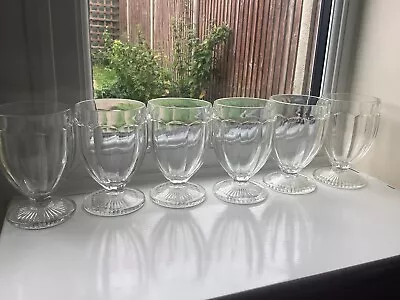 Buy Vintage Set Of 6 Glass Starburst Footed Ice Cream Sundae Glasses • 9.99£