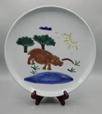 Buy Hand Made Pottery Painted Plate Zimbabwe Hippopotamus Bulawayo Mzilikazi Africa • 32.68£