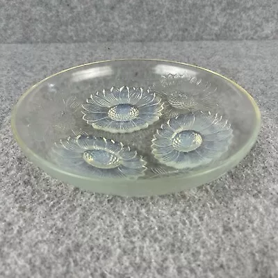Buy Rene Lalique France Signed Glass Fruit Bowl Dish Embossed Floral Flowers 8.5  • 339.95£
