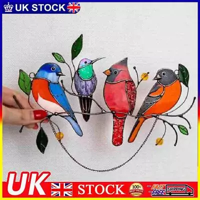 Buy Color Birds On A Wire Stained Glass Window Hanging Panel (2) • 6.39£