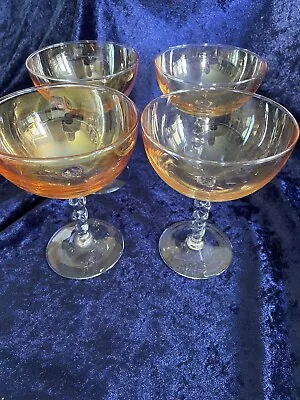Buy Set Of 4 Luminous Champagne Coups With Twisted Stems  • 8.99£