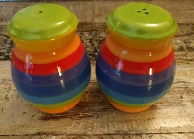 Buy Rainbow Stripe Salt And Pepper Shakers Ceramic Pottery Fair Trade Hand Painted  • 9.95£