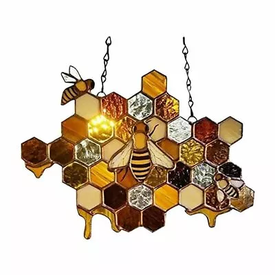 Buy High Stained Glass Suncatcher Bee Window Panel Hanging Decoration Ornaments* • 10.25£