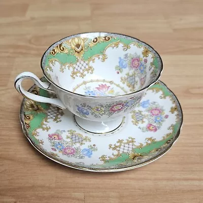 Buy Shelley Green Sheraton Cup And Saucer England Gainsborough Shape • 19.78£