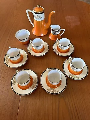 Buy Vintage Noritake Coffee Set - Orange Lustreware • 40£