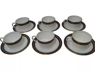 Buy Coalport Blue Wheat Bone China 12 Piece Cup & Saucer Set • 25£