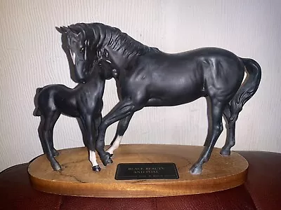 Buy Black Beauty And Foal On Wood Plinth Beswick England, Connoisseur Model • 75£