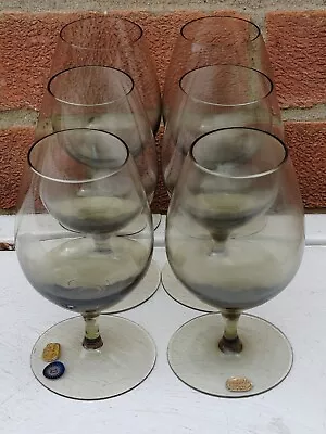 Buy 6 Bohemia Czech Short Stem Wine Glasses, Smoky-Grey, Beautiful Set, JJ Brand,  • 13.95£