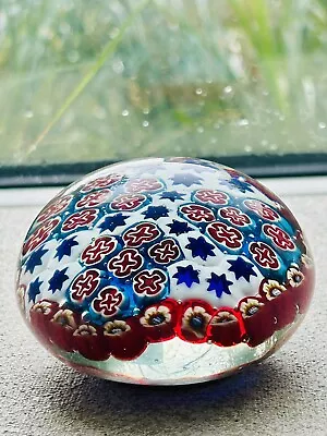 Buy Vintage MCM Multi Color Concentric Floral Millefiori Art Glass Paperweight • 24.99£