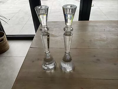 Buy Pair Of Tall Sia Home Fashion Faceted Glass Candlesticks • 20£