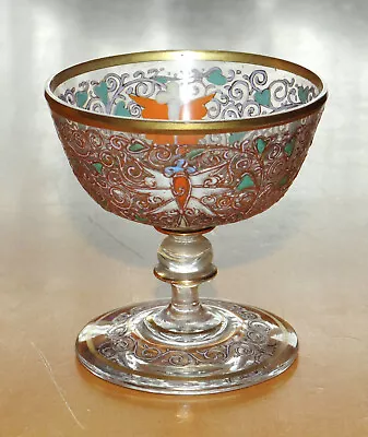 Buy Antique Czech Or French Gilded & Enamelled Small Coupe Glass, Merese & Ball Knop • 29.99£