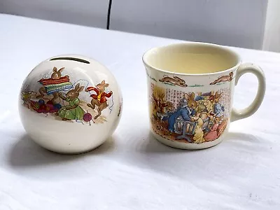 Buy 2 X Royal Doulton Bunnykins Fine Bone China Collectables - Mug And Piggy Bank • 19.99£