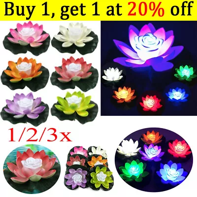 Buy 1/2/3x LED Solar Powered Flower Light Floating Fountain Pool Lamp Garden Decor • 2.59£