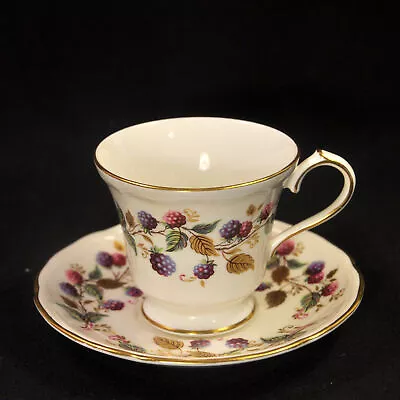 Buy Aynsley Cup & Saucer Bramble Time Purple & Pink Blackberries Gold 1972-2014 HTF • 61.49£