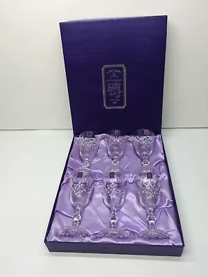 Buy Boxed Set Of SIX Edinburgh Crystal Wine Glasses 14cm Tall In The Lomond Cut • 60£