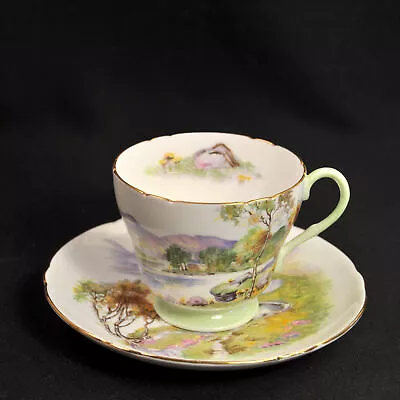 Buy Shelley Cup & Saucer #13788 English Lakes Purple Green Orange W/Gold  1940-1966 • 56.83£