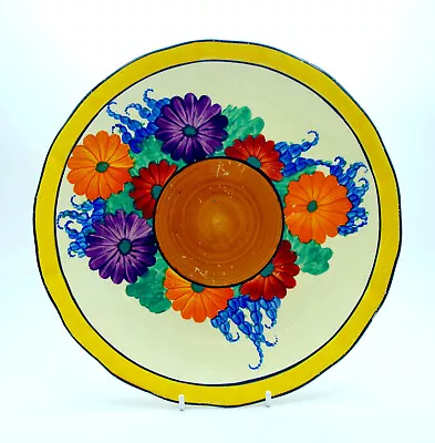 Buy CLARICE CLIFF  GAYDAY  C1930 Bizarre Wilkinson Fluted Large PLATE • 19£